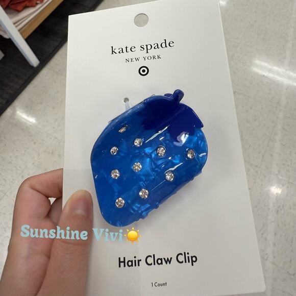 NWT Strawberry Hair Claw Clip kate spade new york x Target Blue SHIP FAST - Picture 1 of 3